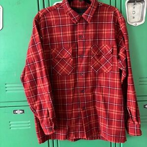 Pendleton Board Shirt- Burnt Orange and Maroon Plaid